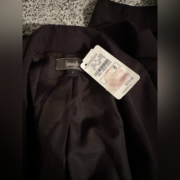 NIEMAN MARCUS 8 M Black Gabardine Open Waterfall Ruffle Blazer Jacket R $220 - Picture 4 of 8